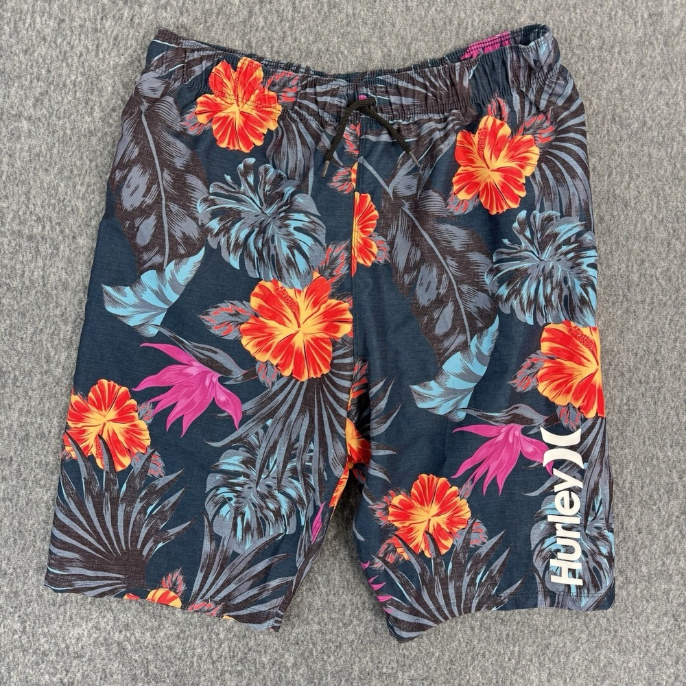 Hurley Swim Trunks XL Youth Floral Tropical Board Shorts‎ Beach Surf